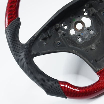 Private custom carbon fiber steering wheel for 2008-2011 Mercedes Benz C/CLS/E/GLK/SL/SLK/red glossy carbon&perforated leather