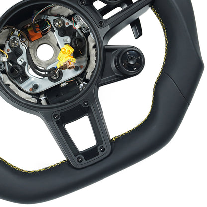 Private custom full leather Steering Wheel for Porsche 911 (991.2) / GT3/GT3RS(991) / 718 Boxster/Cayman (982) / Cayenne (958.2) / Panamera (971) / Macan(95B) | 2014-2019/ without rotate button