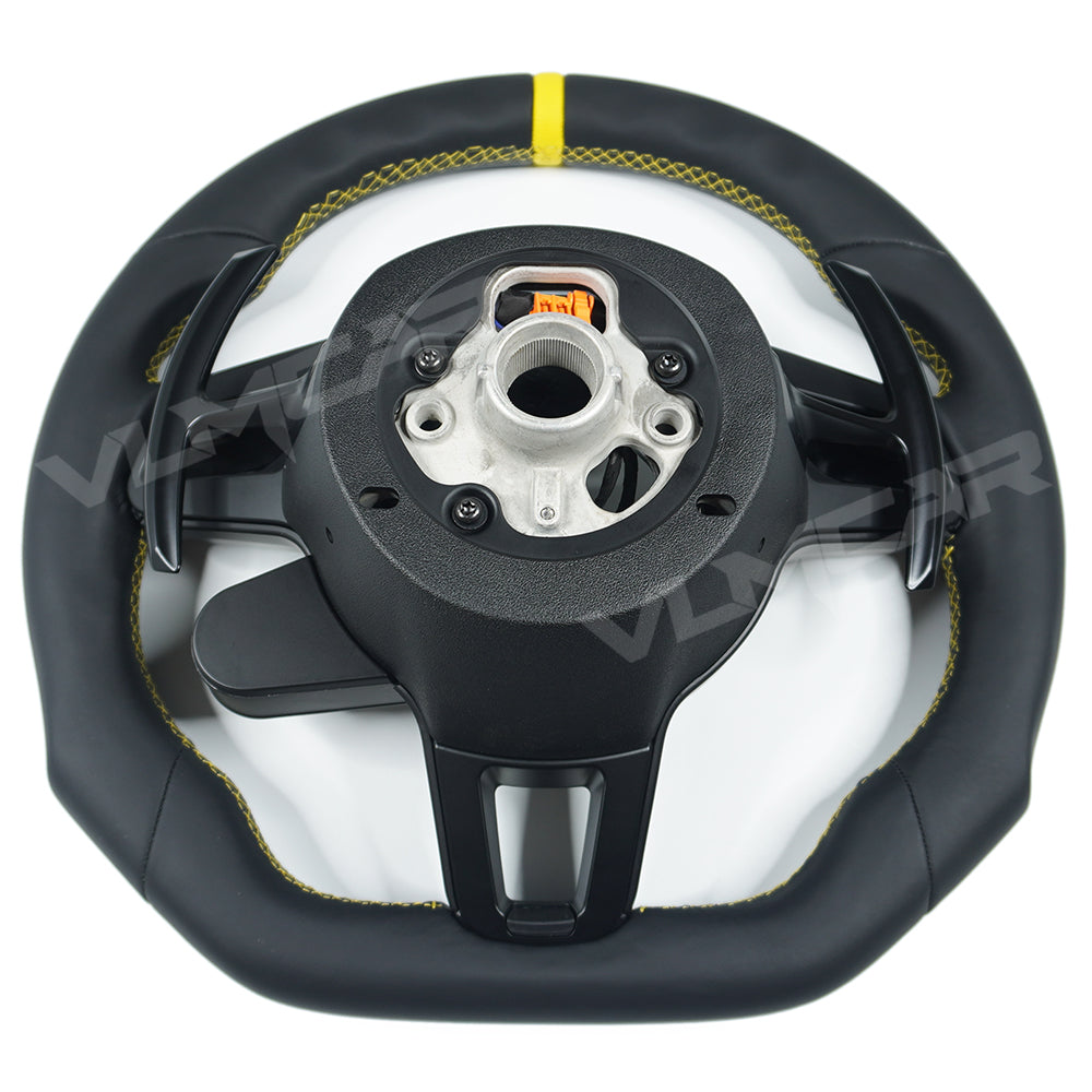Private custom full leather Steering Wheel for Porsche 911 (991.2) / GT3/GT3RS(991) / 718 Boxster/Cayman (982) / Cayenne (958.2) / Panamera (971) / Macan(95B) | 2014-2019/ without rotate button