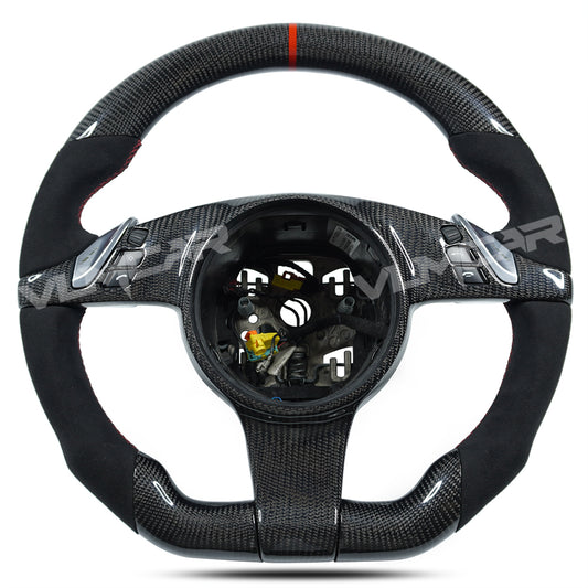 Private custom glossy carbon fiber Steering Wheel for Porsche old Cayenne Panamera 2010 / Suede(Alcantara)