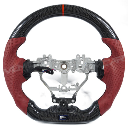 Private custom glossy carbon fiber steering wheel with red perforate leather for LEXUS IS/ISF/ES/RX/RC/RCF