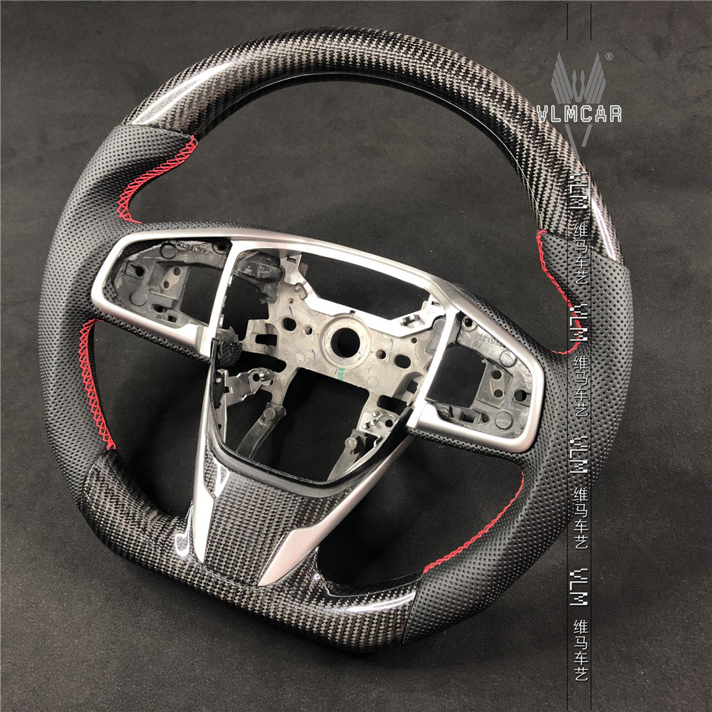 Private custom carbon fiber steering wheel/trims for Honda Civic Fc1