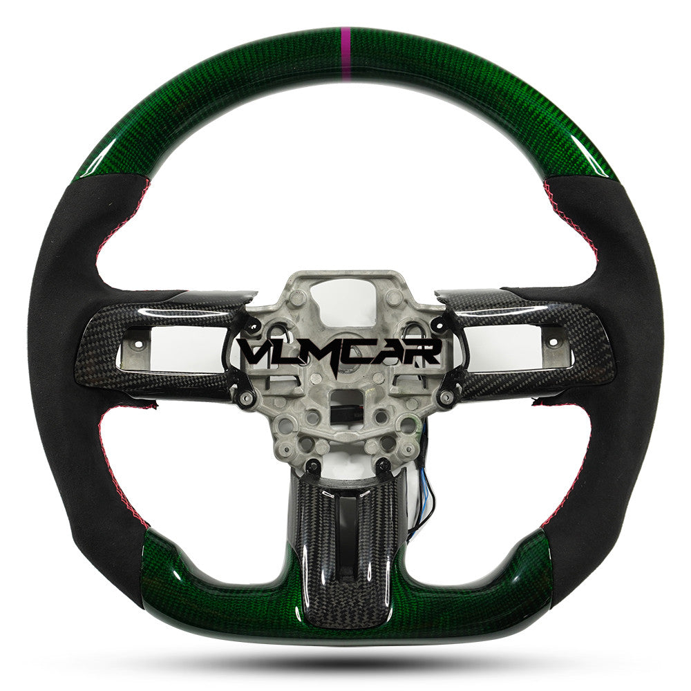 Private custom green carbon fiber steering wheel For Ford Mustang