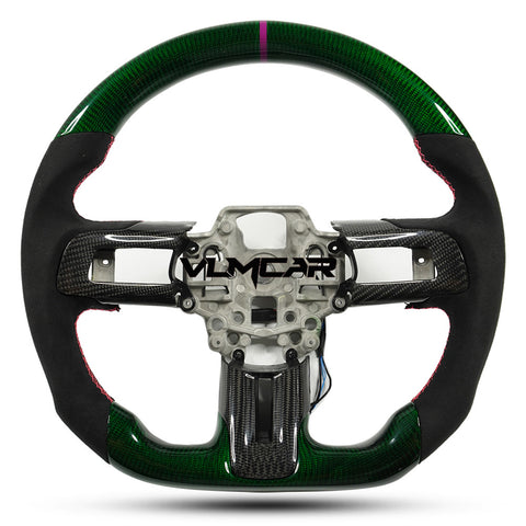 Private custom green carbon fiber steering wheel For Ford Mustang