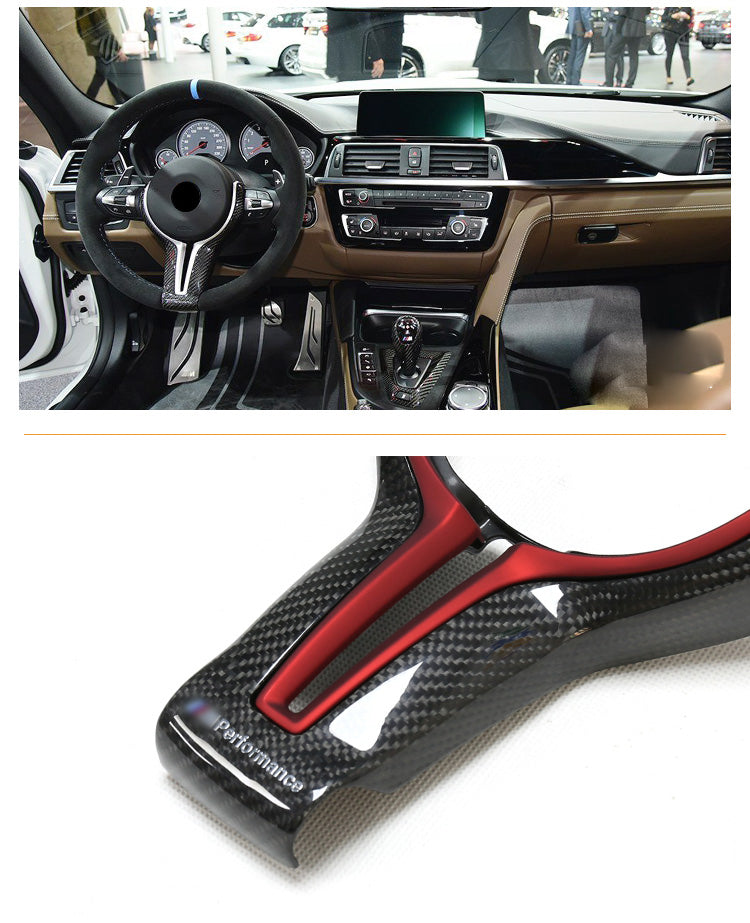 FOR BMW F80 M3 F82 M4 F10 M5 F06 F12 F13 M6 F15 X5M F16 X6M Carbon Fiber Steering Wheel Trim cover +  inner trim