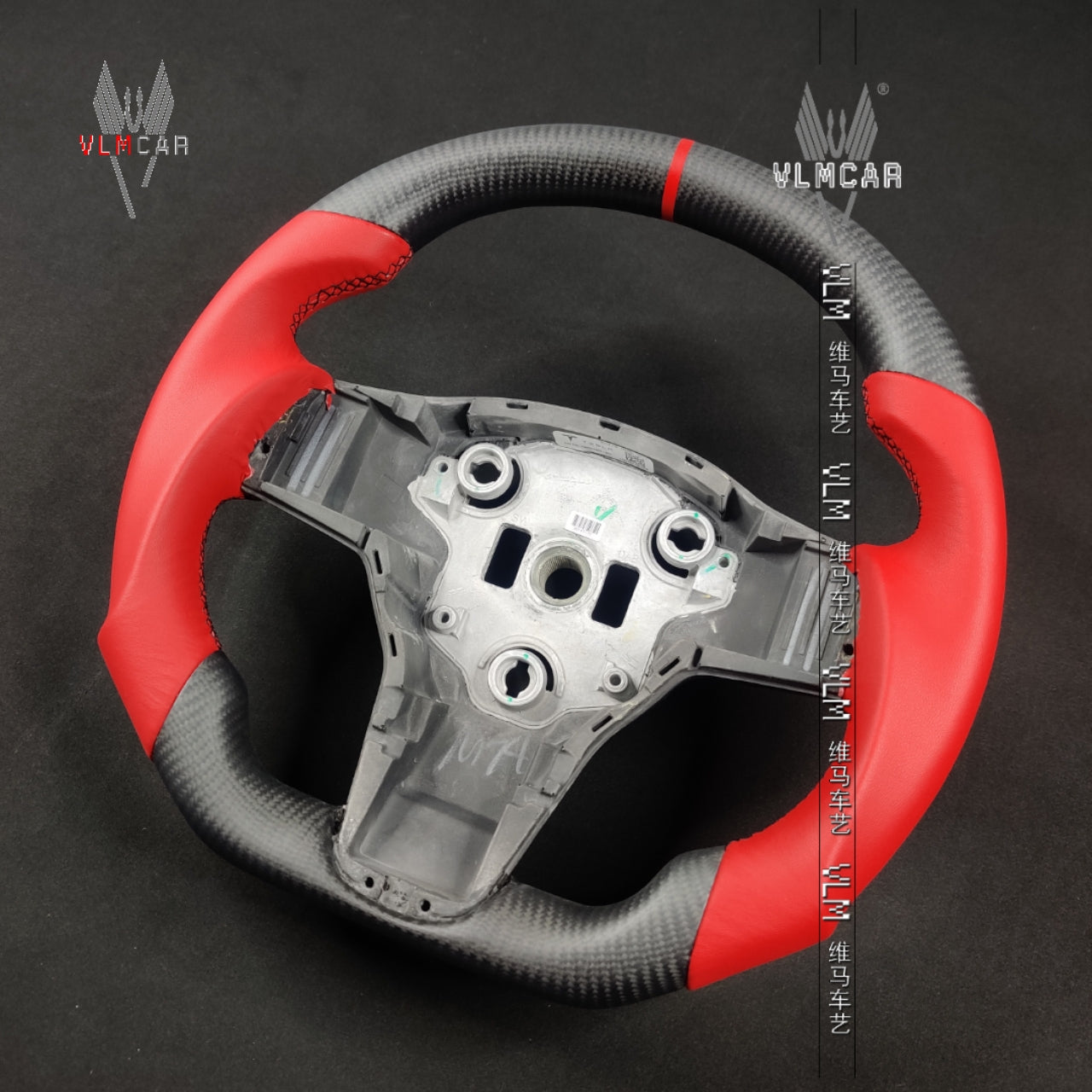 Custom Alcantara carbon fiber steering wheel For Tesla Model 3 racing wheel and Black Leather wheel