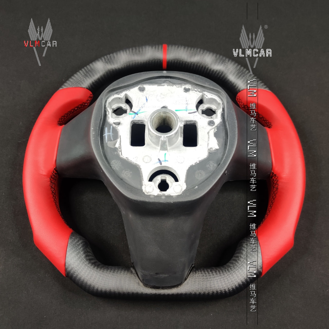 Custom Alcantara carbon fiber steering wheel For Tesla Model 3 racing wheel and Black Leather wheel