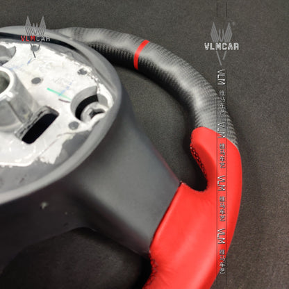 Custom Alcantara carbon fiber steering wheel For Tesla Model 3 racing wheel and Black Leather wheel