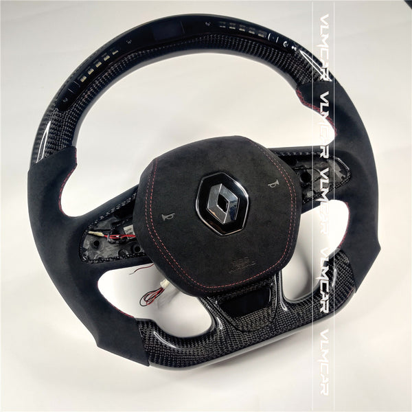 Custom LED carbon fiber steering wheel For Renault Megane with airbag cover