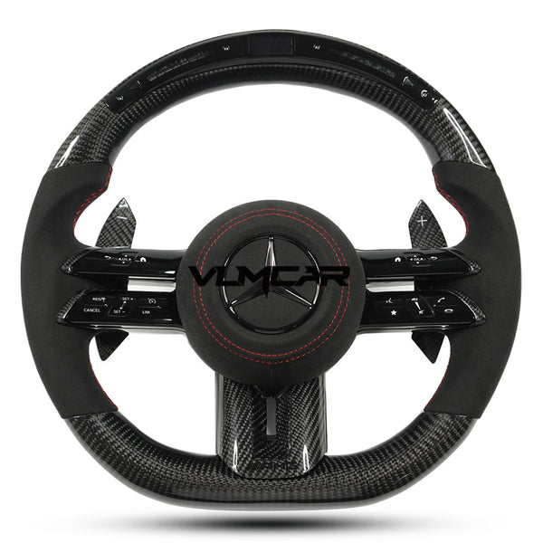 Custom New design carbon fiber AMG style steering wheel with led For Benz W204 W212 W221 W222 W223 AMG S63 G63 G55 racing wheel