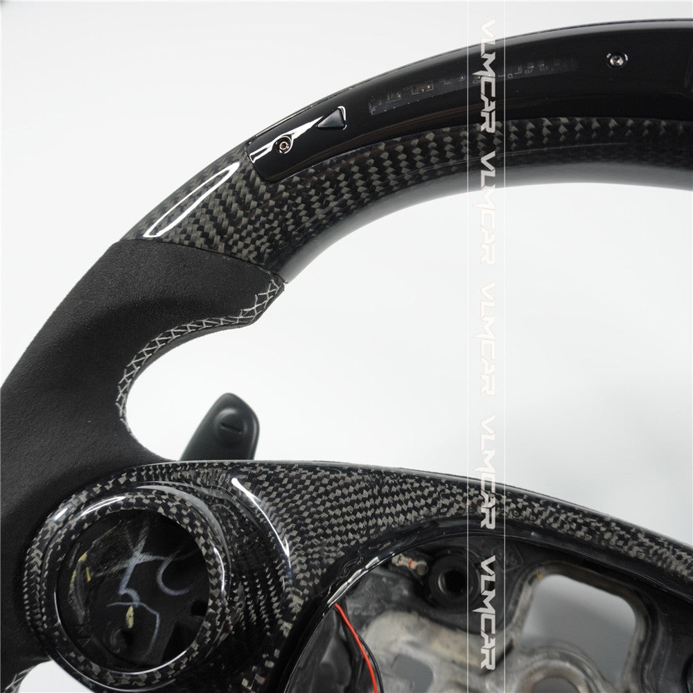 Private custom leather carbon fiber steering wheel for Mercedes  benz smart /with led display