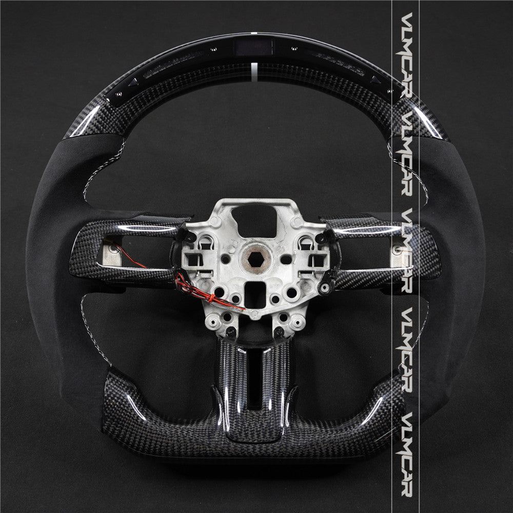 Private custom carbon fiber steering wheel with LED display For Ford Mustang