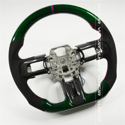 Private custom green carbon fiber steering wheel For Ford Mustang