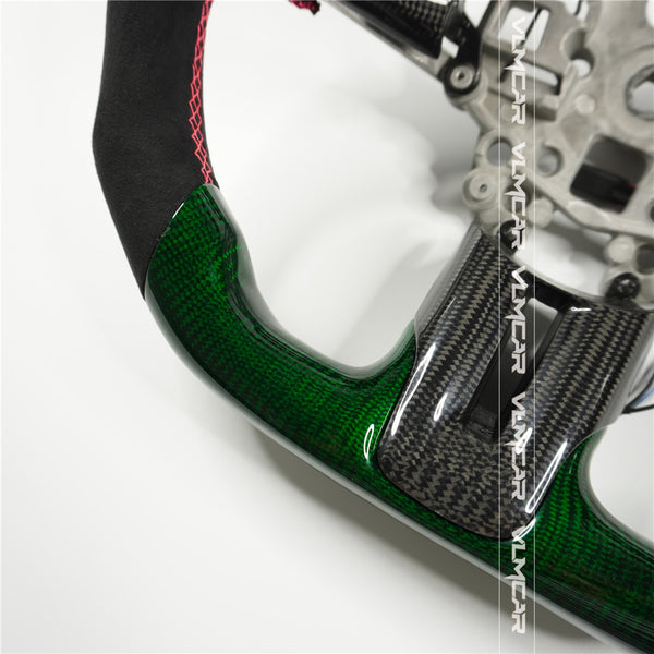 Private custom green carbon fiber steering wheel For Ford Mustang