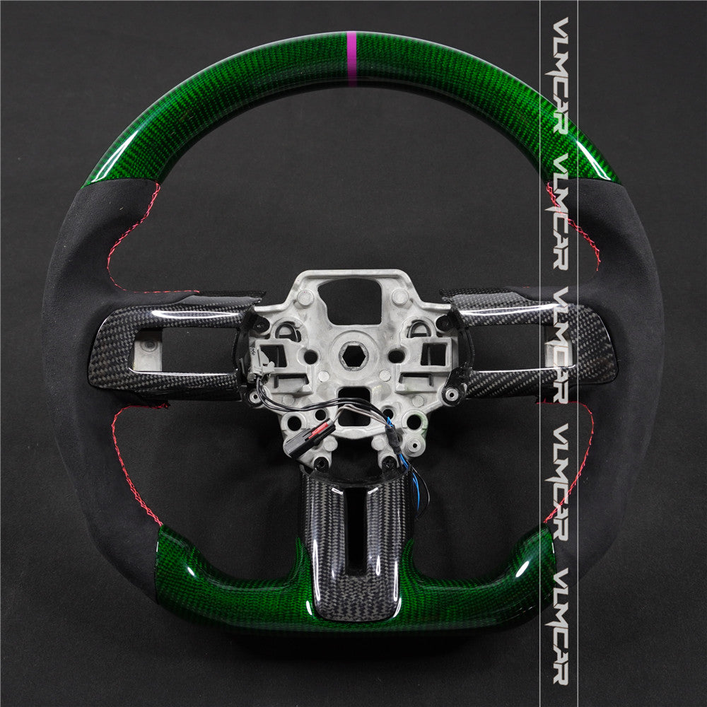 Private custom green carbon fiber steering wheel For Ford Mustang