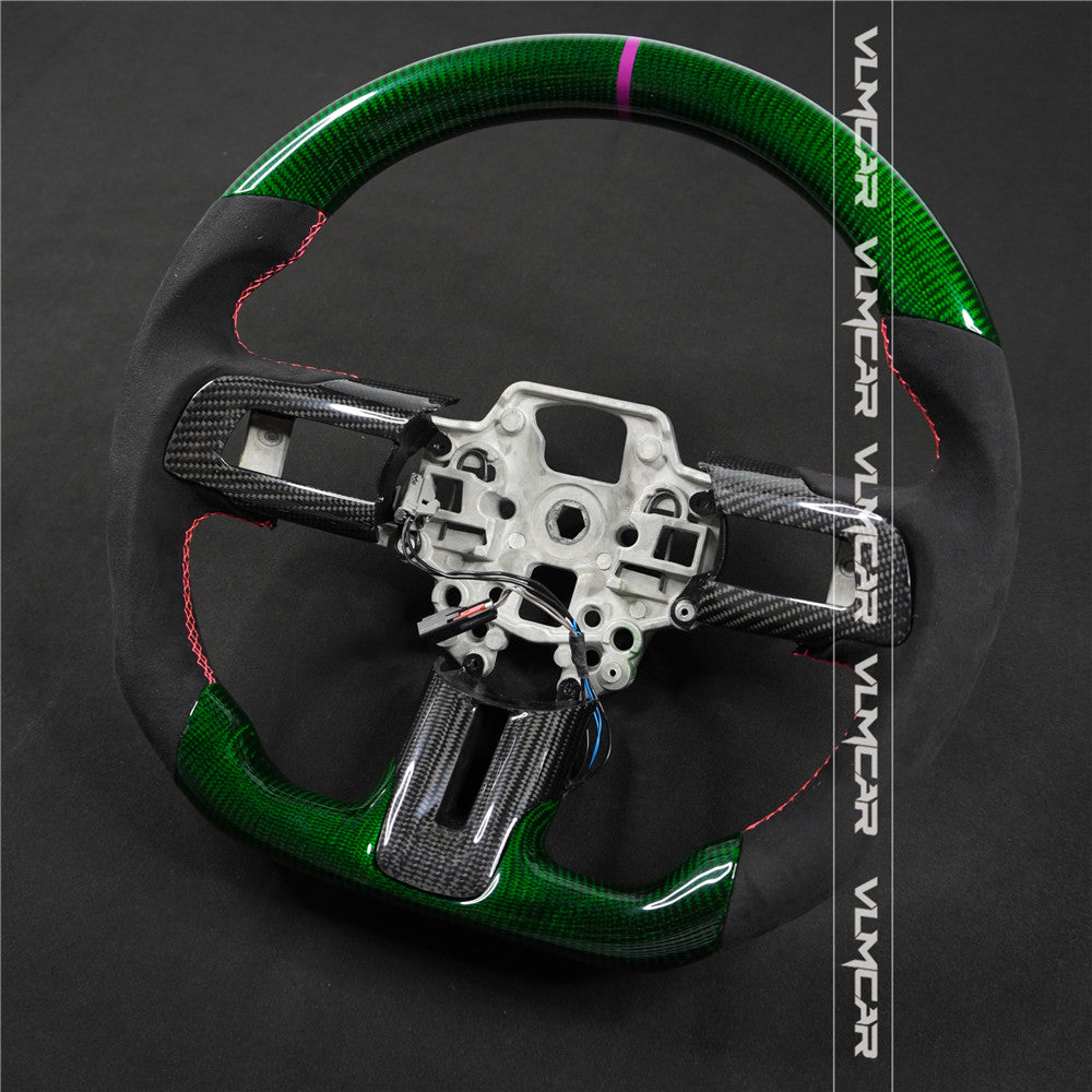 Private custom green carbon fiber steering wheel For Ford Mustang