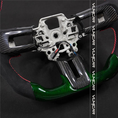 Private custom green carbon fiber steering wheel For Ford Mustang