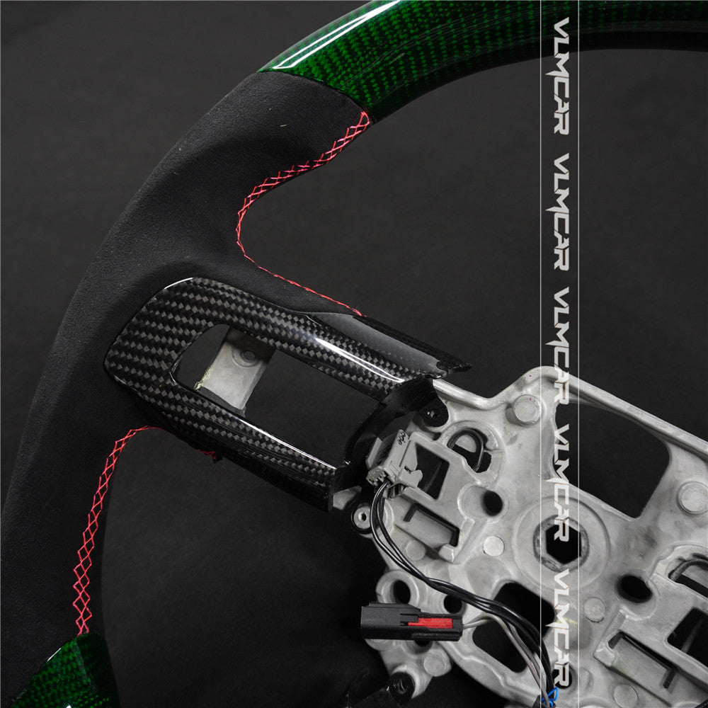 Private custom green carbon fiber steering wheel For Ford Mustang