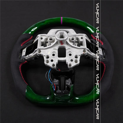 Private custom green carbon fiber steering wheel For Ford Mustang