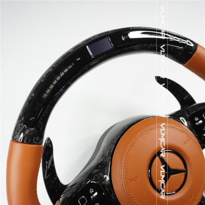 Forged Carbon fiber steering wheel For mercedes benz C/E/S/G AMG / old model to new amg 809 steering wheel with led display