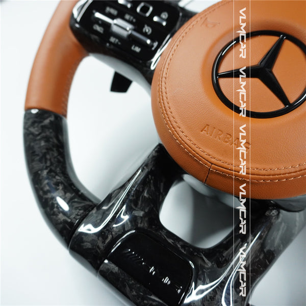 Forged Carbon fiber steering wheel For mercedes benz C/E/S/G AMG / old model to new amg 809 steering wheel with led display