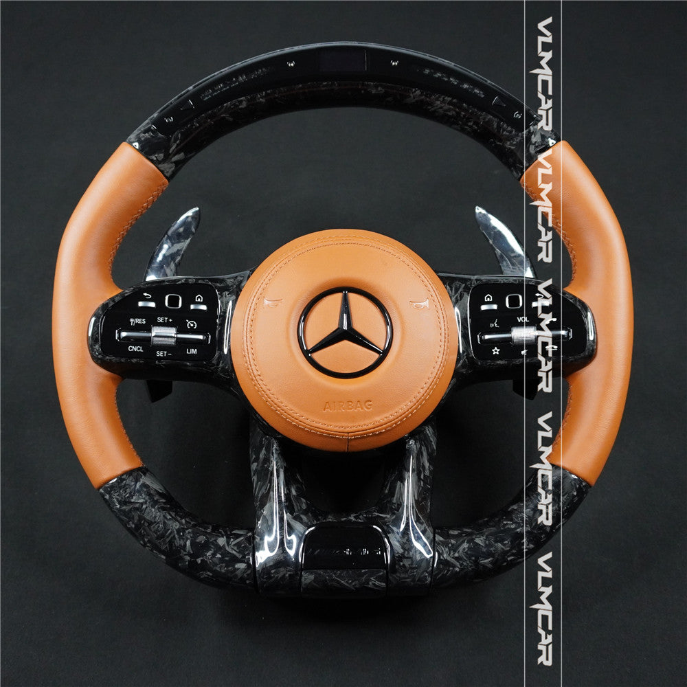 Forged Carbon fiber steering wheel For mercedes benz C/E/S/G AMG / old model to new amg 809 steering wheel with led display