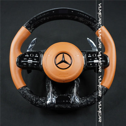 Forged Carbon fiber steering wheel For mercedes benz C/E/S/G AMG / old model to new amg 809 steering wheel with led display