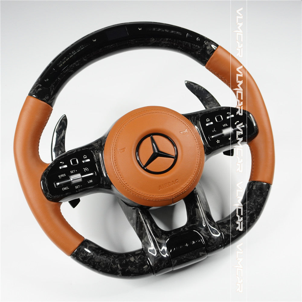 Forged Carbon fiber steering wheel For mercedes benz C/E/S/G AMG / old model to new amg 809 steering wheel with led display