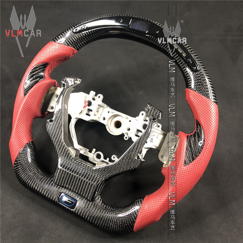 Private custom carbon fiber steering wheel for LEXUS IS/ISF/ES/RX/RC/RCF With shift LED display