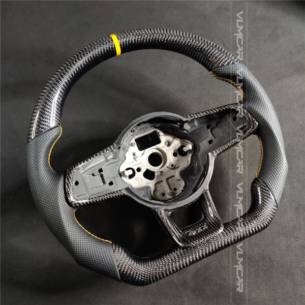Private custom carbon fiber steering wheel with perforated leather for vw golf mk7/7.5/with GTI logo