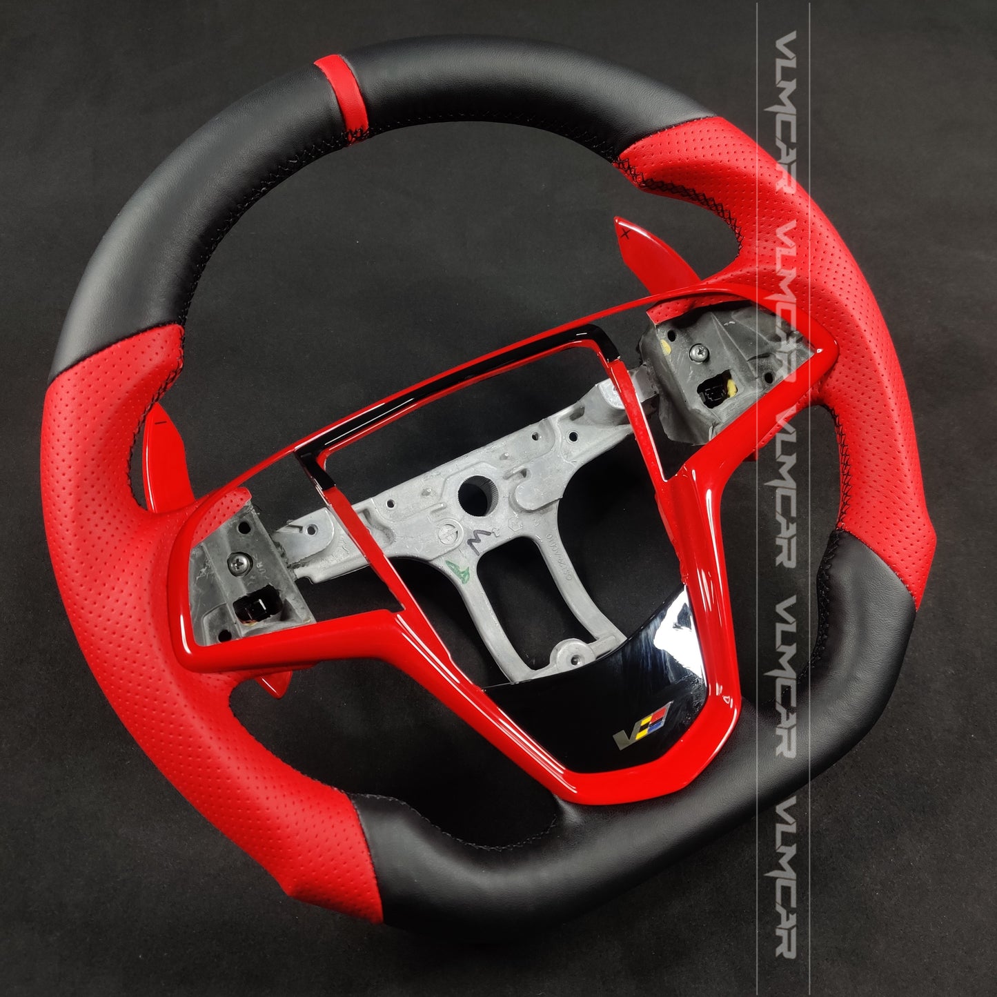 Private custom carbon fiber steering wheel with red leather for Cadillac ATS/CTS-V3 /with shift paddles