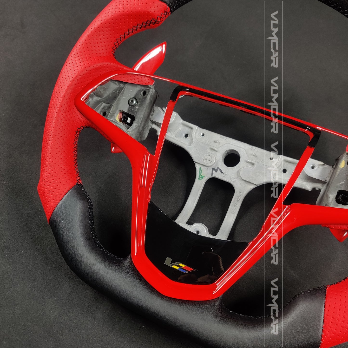 Private custom carbon fiber steering wheel with red leather for Cadillac ATS/CTS-V3 /with shift paddles