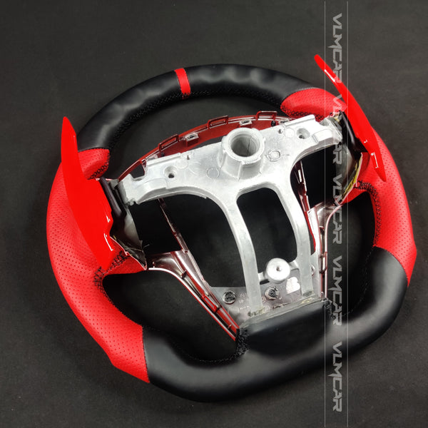 Private custom carbon fiber steering wheel with red leather for Cadillac ATS/CTS-V3 /with shift paddles