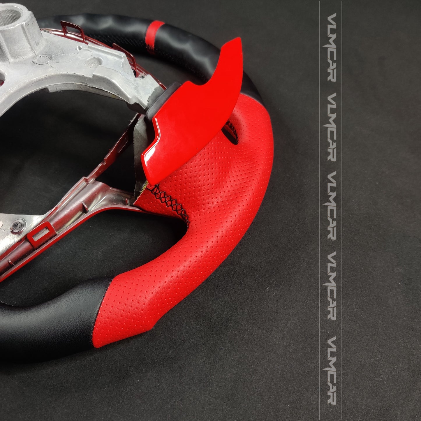 Private custom carbon fiber steering wheel with red leather for Cadillac ATS/CTS-V3 /with shift paddles