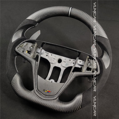 Private custom Matte carbon fiber steering wheel with alcantara for Cadillac ATS/CTS-V3 with carbon shift paddles