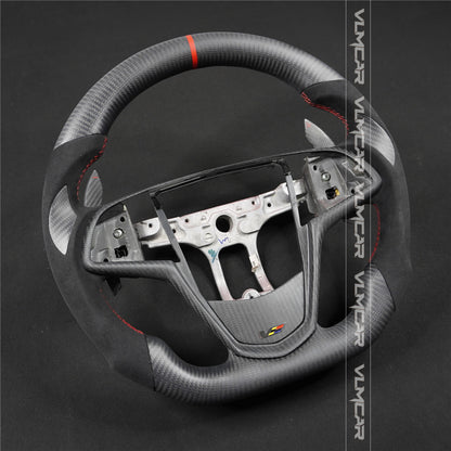 Private custom Matte carbon fiber steering wheel with alcantara for Cadillac ATS/CTS-V3 with carbon shift paddles