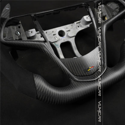 Private custom Matte carbon fiber steering wheel with alcantara for Cadillac ATS/CTS-V3 with carbon shift paddles