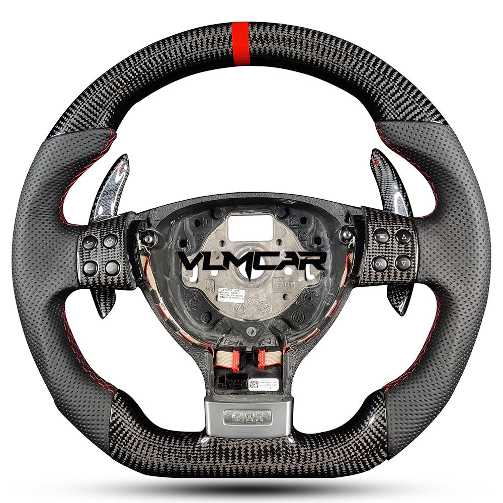 Private custom carbon Fiber steering wheel For Volkswagen Golf 5/ MK5/ GTI/with carbon shift paddles