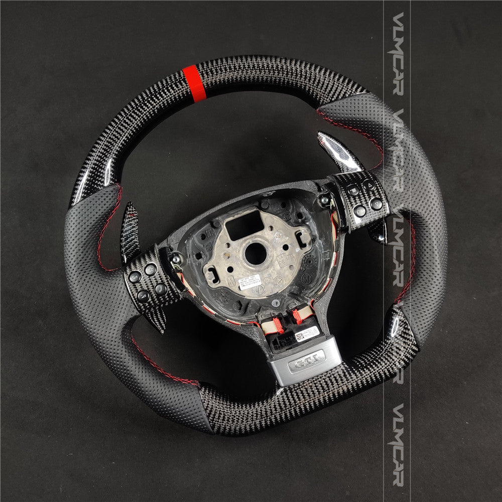 Private custom carbon Fiber steering wheel For Volkswagen Golf 5/ MK5/ GTI/with carbon shift paddles