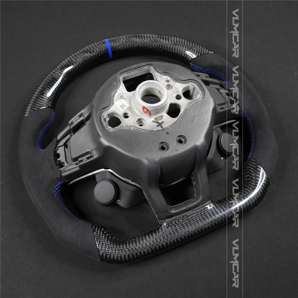 Private custom carbon Fiber steering wheel with suede for Volkswagen Golf 7/MK7/MK7.5 /GTI/R/ with R8 Engine Start Stop Drive select switch button