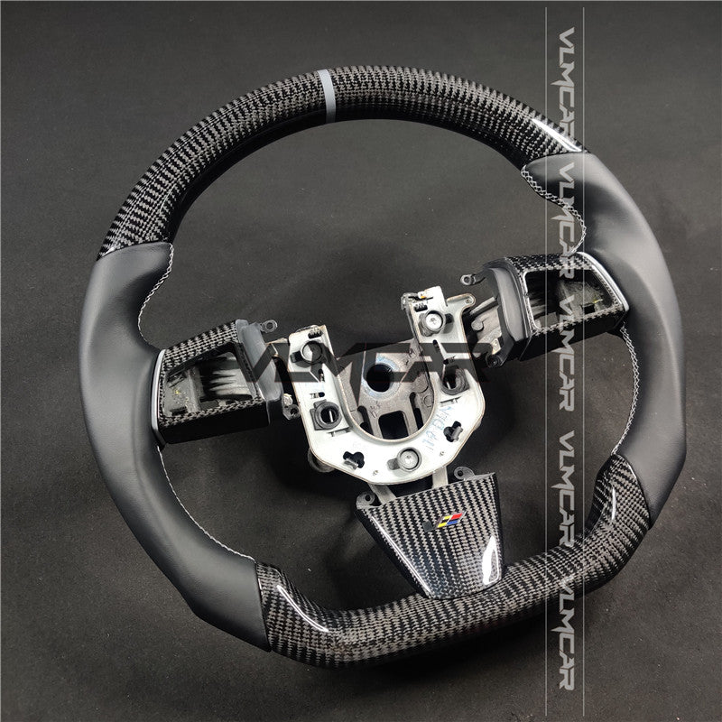 Private custom carbon Fiber steering wheel with smooth leather For Cadillac CTS v2 2009-2014