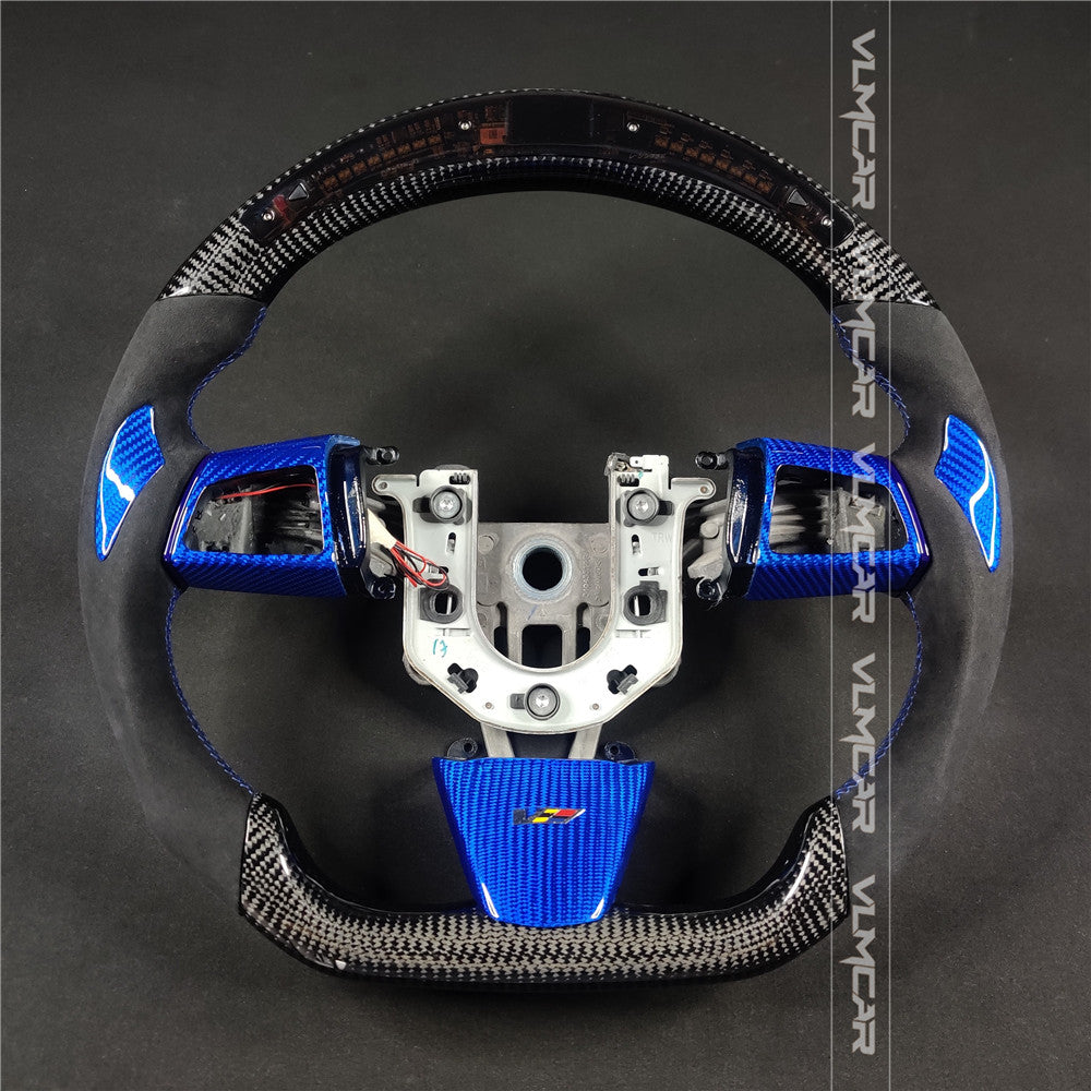 Private custom carbon fiber steering wheel for Cadillac CTS V2 2009-2014 With shift LED display