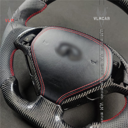 Private custom carbon fiber steering wheel for Infiniti G37/G25/with airbag cover and carbon emblem