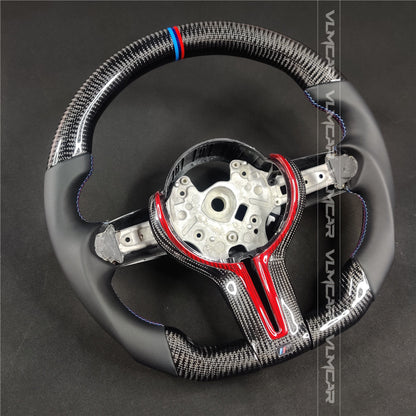 Private custom carbon fiber steering wheel for bmw M3/M4/M2/F80/F82/F83/F87/with smooth leather