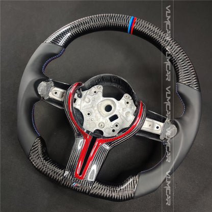 Private custom carbon fiber steering wheel for bmw M3/M4/M2/F80/F82/F83/F87/with smooth leather