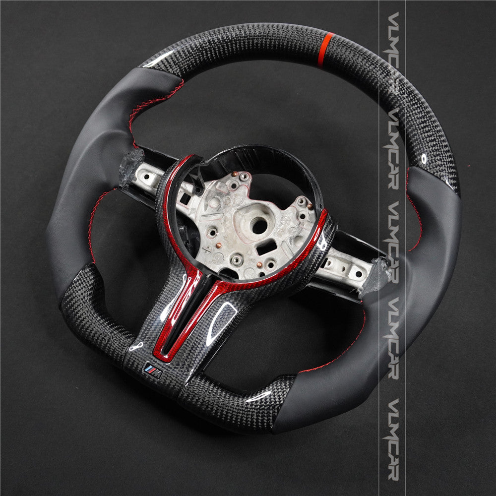 Private custom carbon fiber steering wheel for bmw M3/M4/M2/F80/F82/F83/F87/with smooth leather