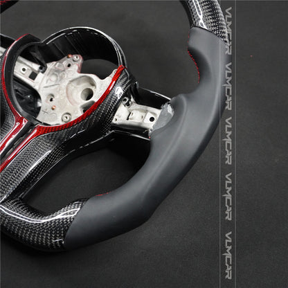 Private custom carbon fiber steering wheel for bmw M3/M4/M2/F80/F82/F83/F87/with smooth leather