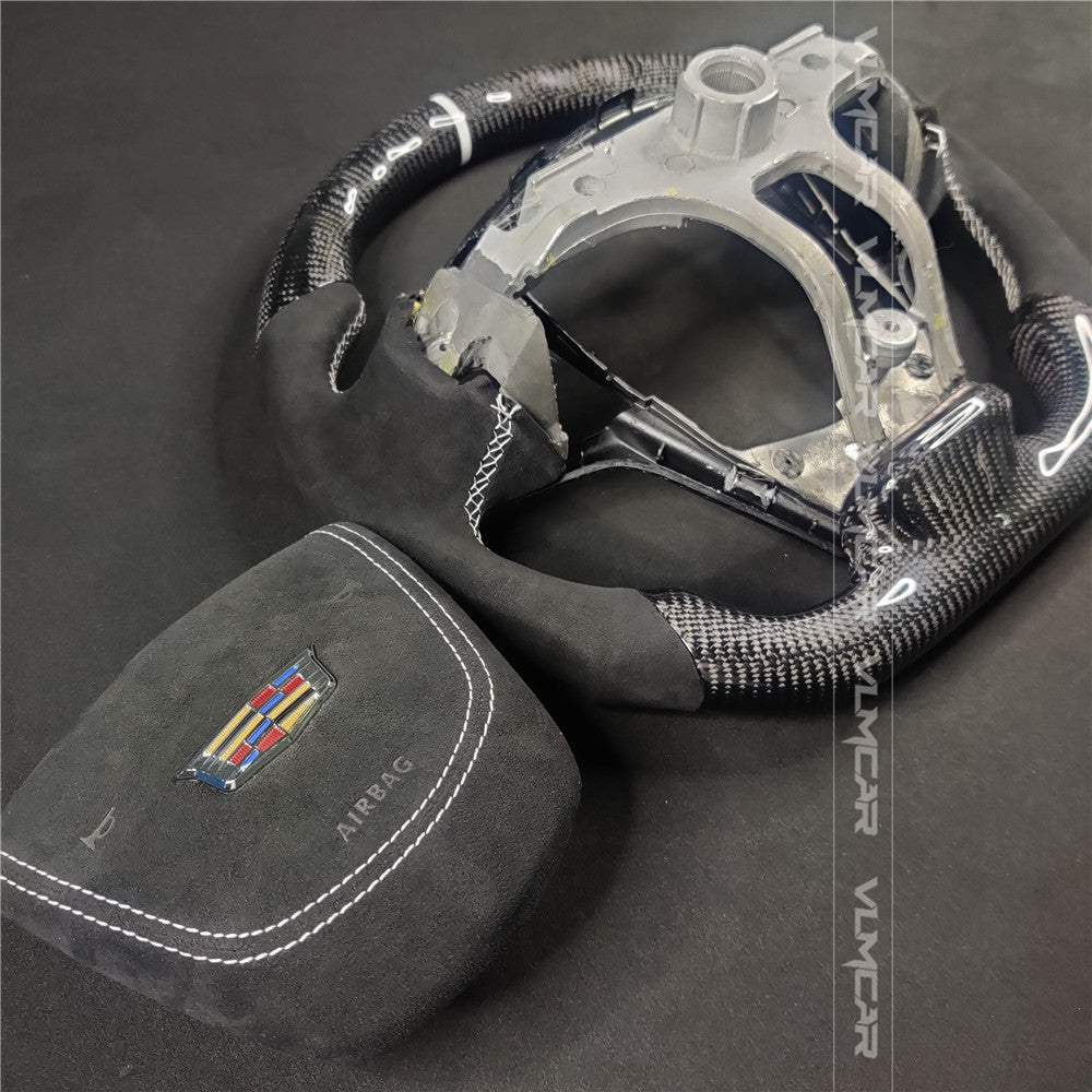 Private custom carbon fiber steering wheels with alcantara  for Cadillac ATS /CTS -V3/with airbag cover