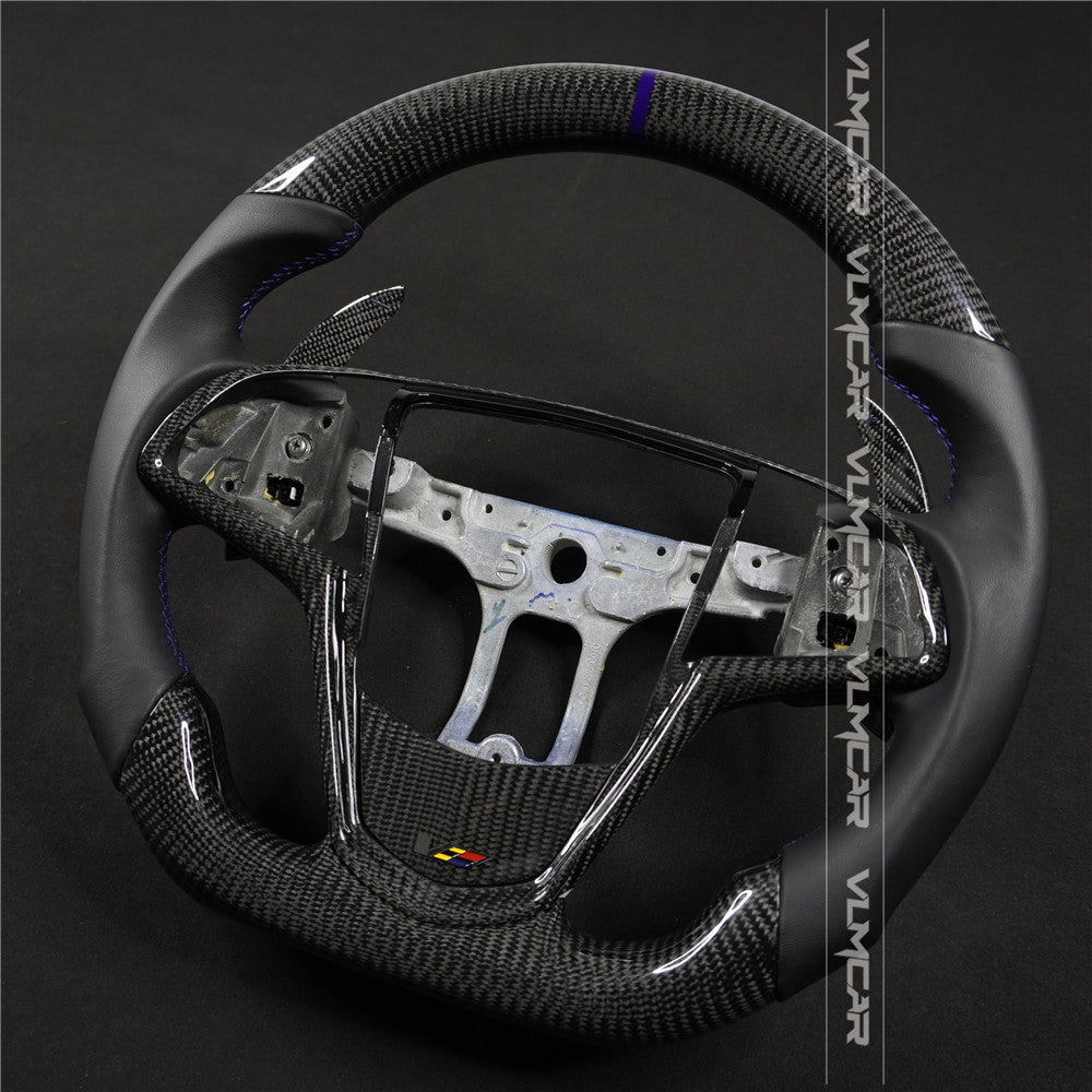 Private custom carbon fiber steering wheels with leather for  Cadillac ATS /CTS -V3/with carbon shift paddles