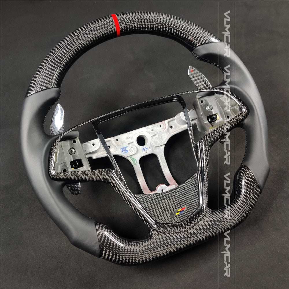 Private custom carbon fiber steering wheels with leather for  Cadillac ATS /CTS -V3/with carbon shift paddles